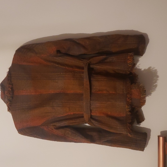 Cartonnier by Anthropologie plaid button up belted coat size 6 - Picture 4 of 5